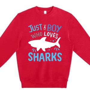 Shark Just A Who Loves Sharks Gift Premium Crewneck Sweatshirt