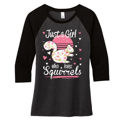 Squirrel Just A Who Loves Squirrels Women's Tri-Blend 3/4-Sleeve Raglan Shirt