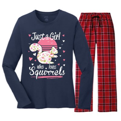 Squirrel Just A Who Loves Squirrels Women's Long Sleeve Flannel Pajama Set 