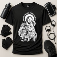 St Joseph and Jesus Pray for Us Catholic Saints Cooling Performance Crew T-Shirt