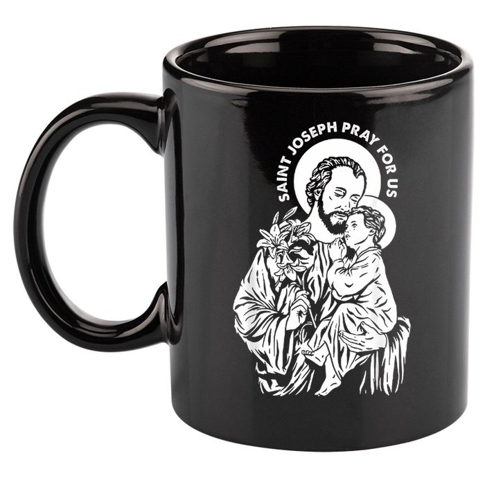 St Joseph and Jesus Pray for Us Catholic Saints 11oz C Handle Ceramic Mug