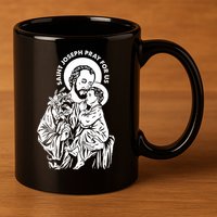 St Joseph and Jesus Pray for Us Catholic Saints 11oz C Handle Ceramic Mug