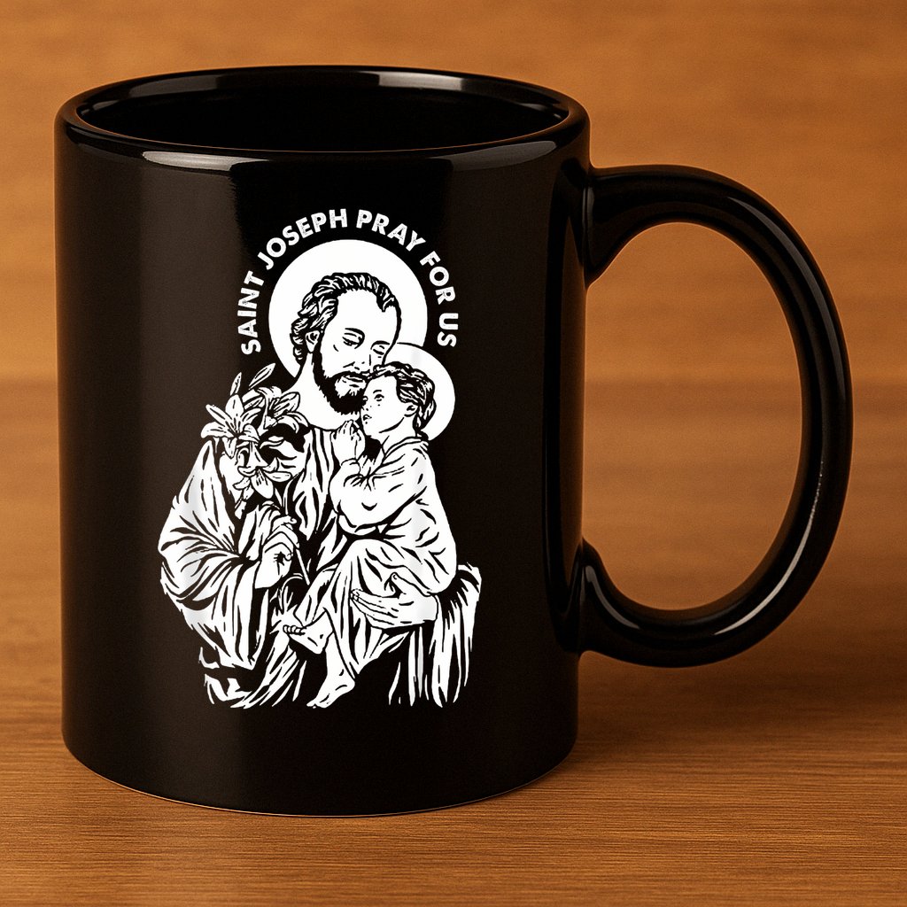 St Joseph and Jesus Pray for Us Catholic Saints 11oz C Handle Ceramic Mug