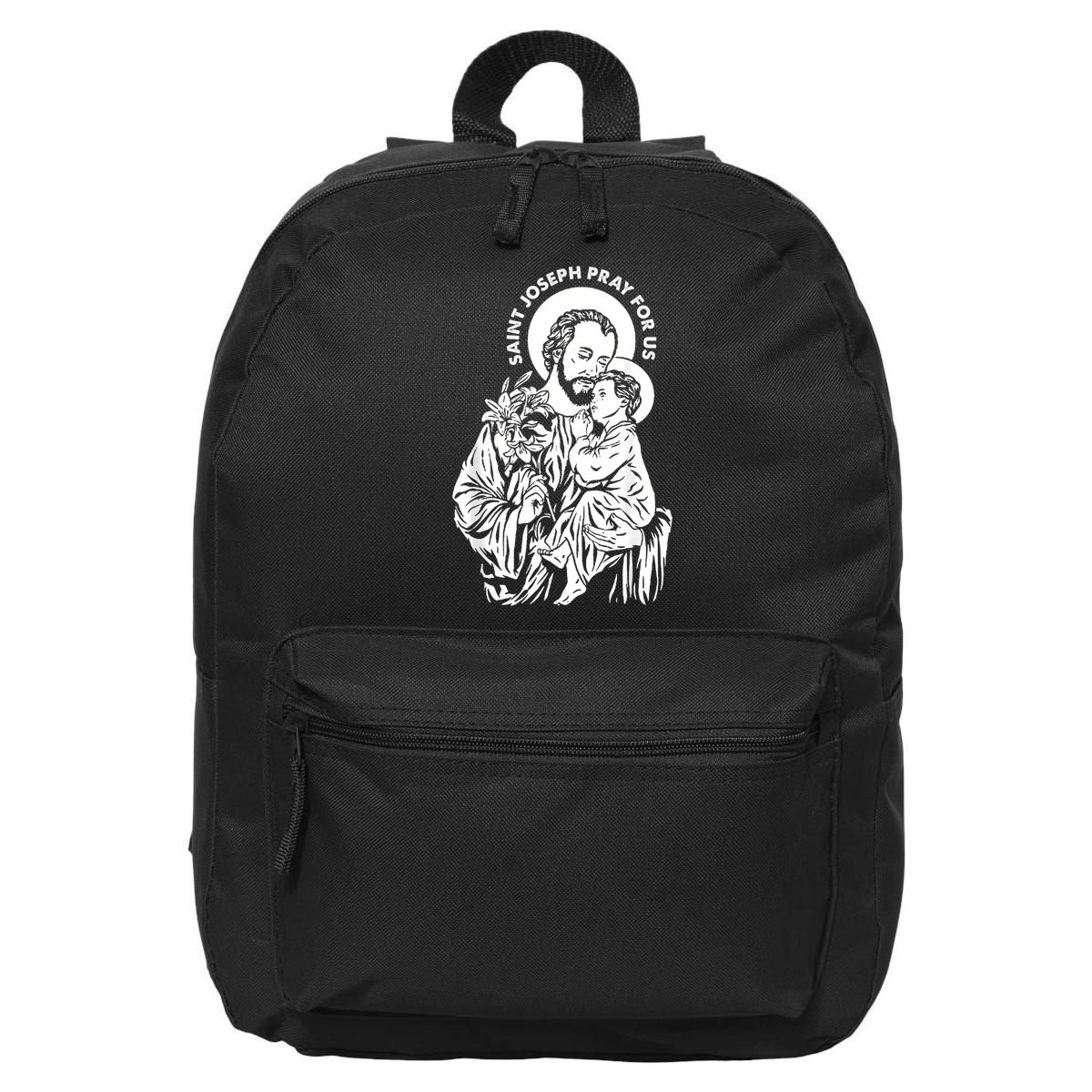 St Joseph and Jesus Pray for Us Catholic Saints 16 in Basic Backpack