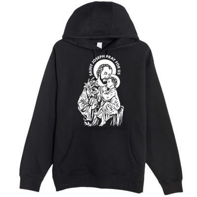 St Joseph and Jesus Pray for Us Catholic Saints Premium Pullover Hoodie