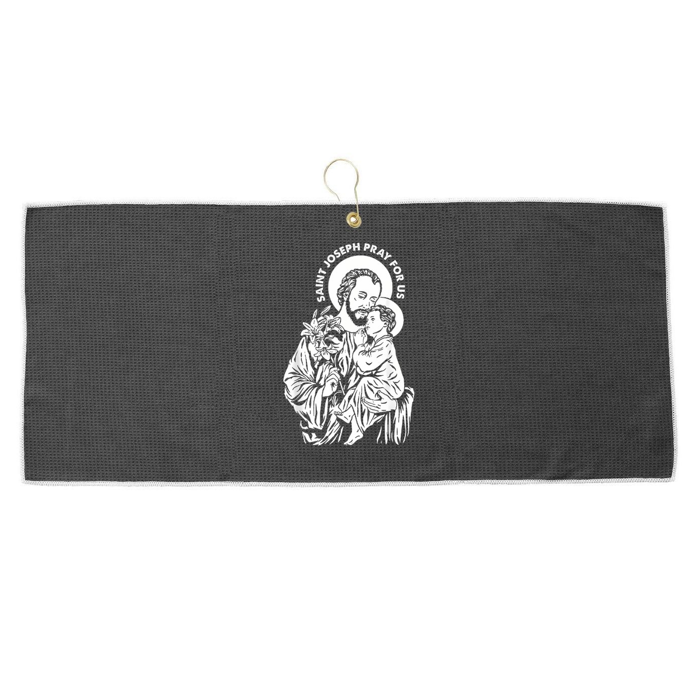 St Joseph and Jesus Pray for Us Catholic Saints Large Microfiber Waffle Golf Towel