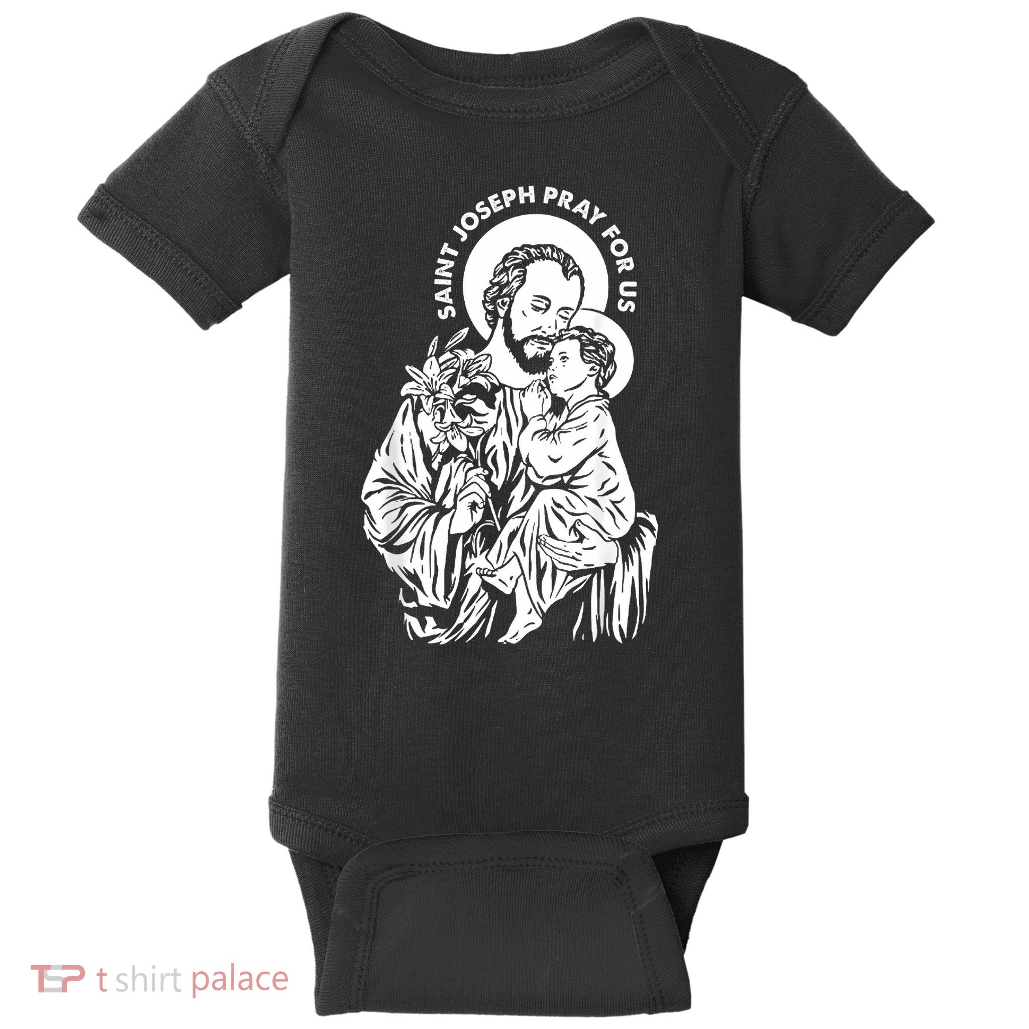 St Joseph and Jesus Pray for Us Catholic Saints Baby Bodysuit