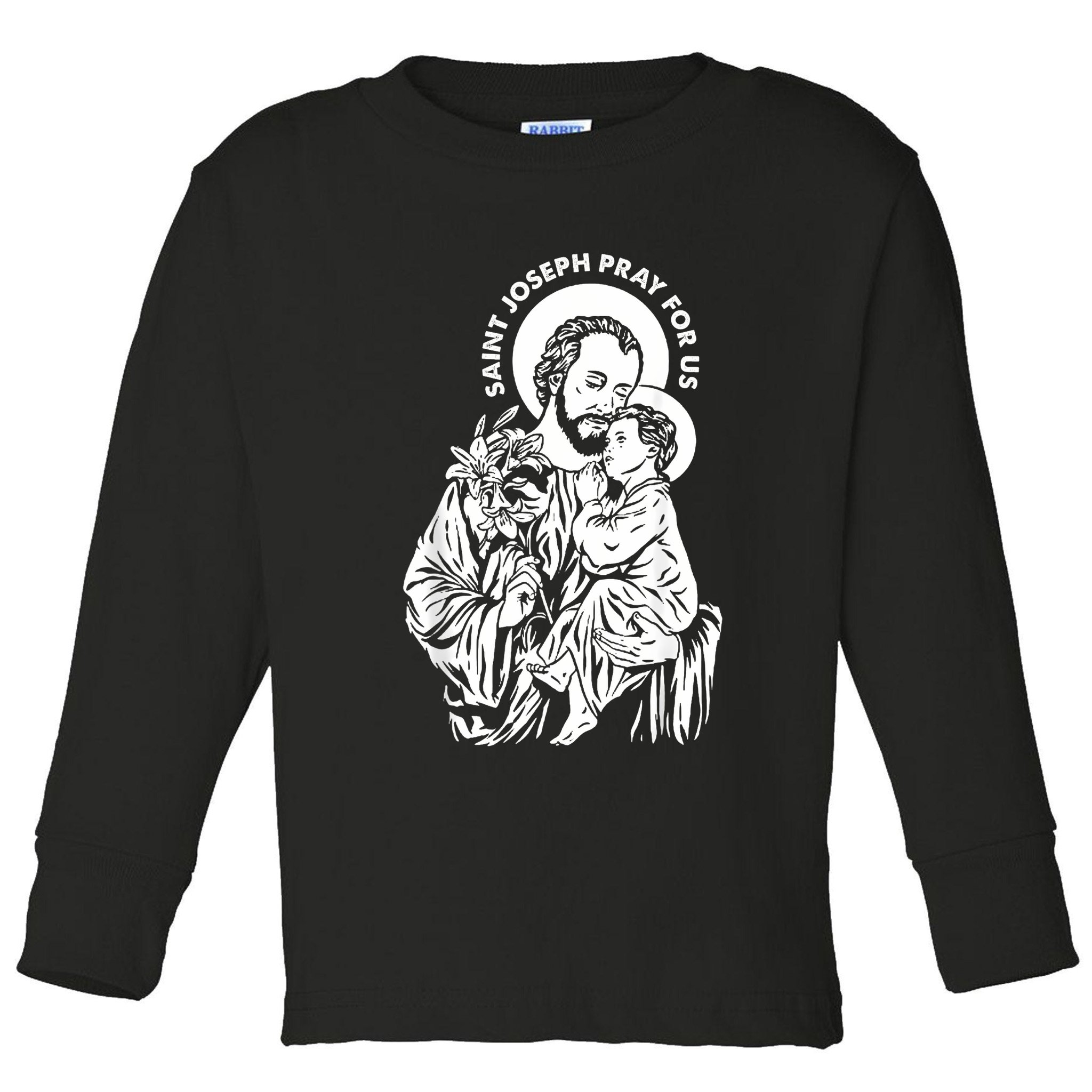 St Joseph and Jesus Pray for Us Catholic Saints Toddler Long Sleeve Shirt