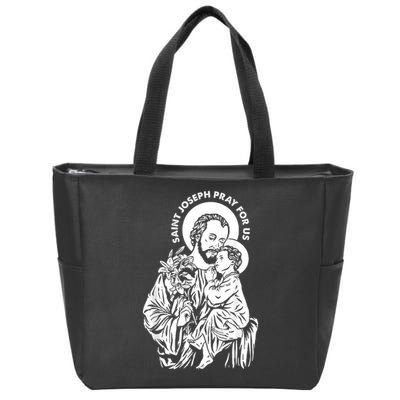St Joseph and Jesus Pray for Us Catholic Saints Zip Tote Bag