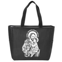 St Joseph and Jesus Pray for Us Catholic Saints Zip Tote Bag