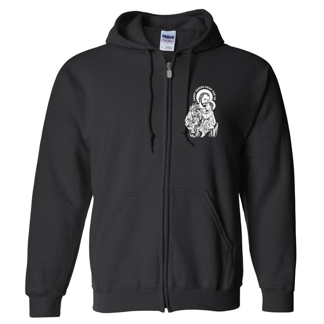 St Joseph and Jesus Pray for Us Catholic Saints Full Zip Hoodie