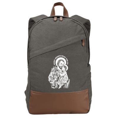 St Joseph and Jesus Pray for Us Catholic Saints Cotton Canvas Backpack
