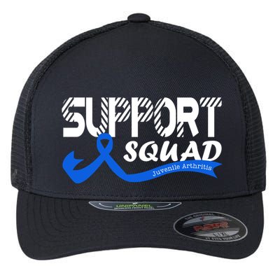 Support Juvenile Arthritis Awareness Squad Ribbon Blue Funny Gift Flexfit Unipanel Trucker Cap