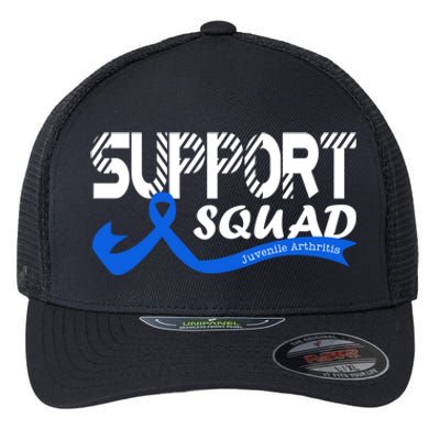 Support Juvenile Arthritis Awareness Squad Ribbon Blue Funny Gift Flexfit Unipanel Trucker Cap