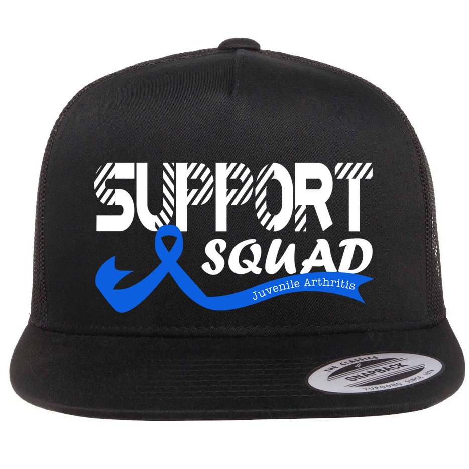 Support Juvenile Arthritis Awareness Squad Ribbon Blue Funny Gift Flat Bill Trucker Hat