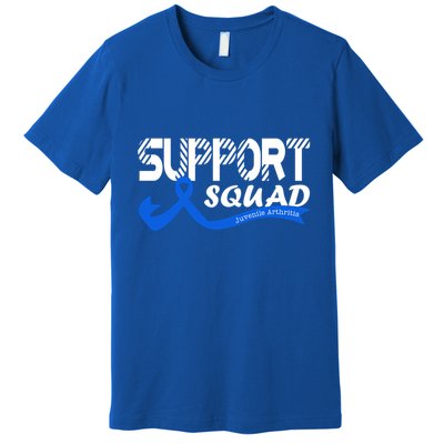 Support Juvenile Arthritis Awareness Squad Ribbon Blue Funny Gift Premium T-Shirt