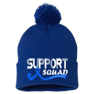 Support Juvenile Arthritis Awareness Squad Ribbon Blue Funny Gift Pom Pom 12in Knit Beanie