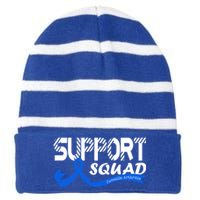 Support Juvenile Arthritis Awareness Squad Ribbon Blue Funny Gift Striped Beanie with Solid Band