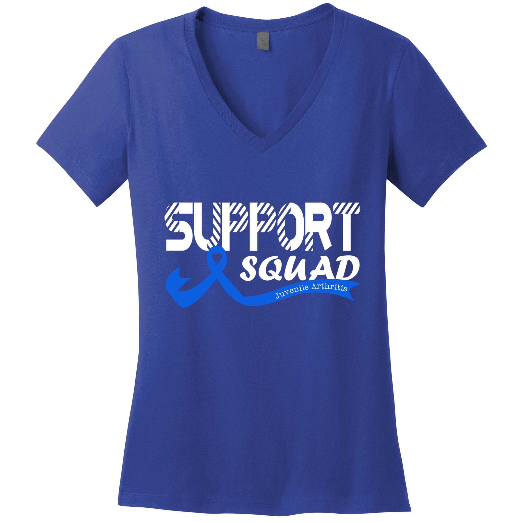 Support Juvenile Arthritis Awareness Squad Ribbon Blue Funny Gift Women's V-Neck T-Shirt