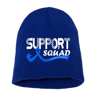 Support Juvenile Arthritis Awareness Squad Ribbon Blue Funny Gift Short Acrylic Beanie