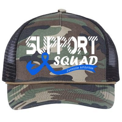 Support Juvenile Arthritis Awareness Squad Ribbon Blue Funny Gift Retro Rope Trucker Hat Cap