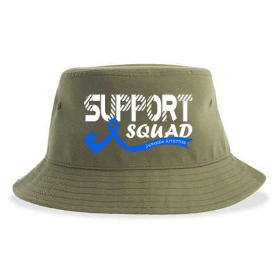 Support Juvenile Arthritis Awareness Squad Ribbon Blue Funny Gift Sustainable Bucket Hat