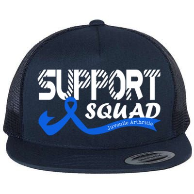 Support Juvenile Arthritis Awareness Squad Ribbon Blue Funny Gift Flat Bill Trucker Hat