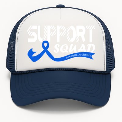 Support Juvenile Arthritis Awareness Squad Ribbon Blue Funny Gift Trucker Hat