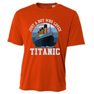 Ship Just A Boy Who Loves Titanic Boat Titanic Boys Toddler Cooling Performance Crew T-Shirt