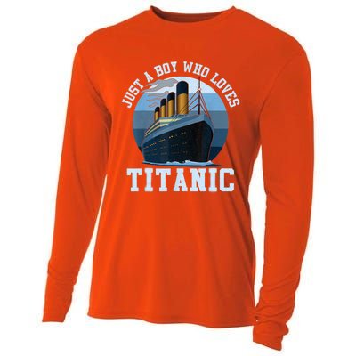 Ship Just A Boy Who Loves Titanic Boat Titanic Boys Toddler Cooling Performance Long Sleeve Crew