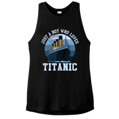 Ship Just A Boy Who Loves Titanic Boat Titanic Boys Toddler Ladies PosiCharge Tri-Blend Wicking Tank