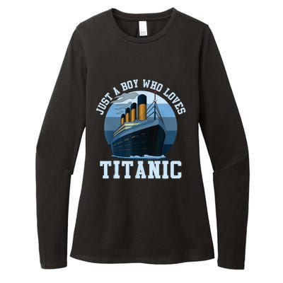 Ship Just A Boy Who Loves Titanic Boat Titanic Boys Toddler Womens CVC Long Sleeve Shirt