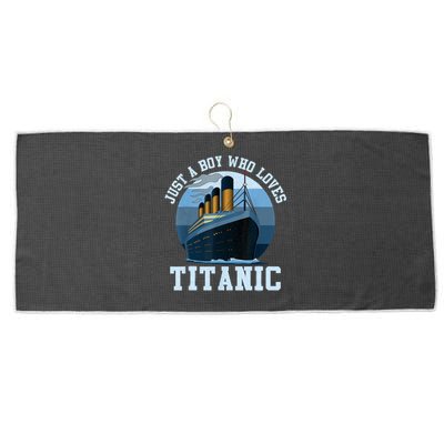 Ship Just A Boy Who Loves Titanic Boat Titanic Boys Toddler Large Microfiber Waffle Golf Towel