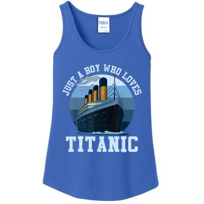 Ship Just A Boy Who Loves Titanic Boat Titanic Boys Toddler Ladies Essential Tank