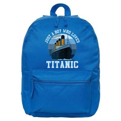 Ship Just A Boy Who Loves Titanic Boat Titanic Boys Toddler 16 in Basic Backpack