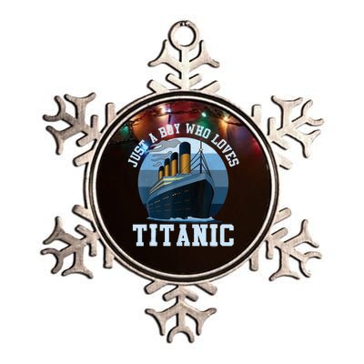 Ship Just A Boy Who Loves Titanic Boat Titanic Boys Toddler Metallic Star Ornament