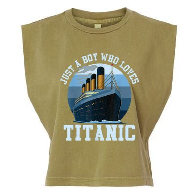 Ship Just A Boy Who Loves Titanic Boat Titanic Boys Toddler Garment-Dyed Women's Muscle Tee