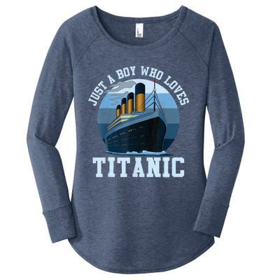 Ship Just A Boy Who Loves Titanic Boat Titanic Boys Toddler Women's Perfect Tri Tunic Long Sleeve Shirt