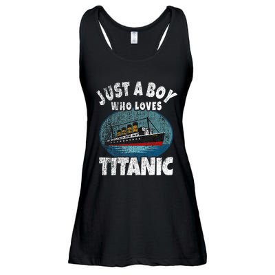 Ship Just A Boy Who Loves Titanic Boat Titanic Ladies Essential Flowy Tank