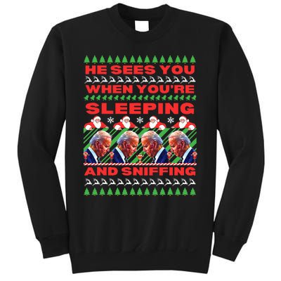 Sleepy Joe Biden Christmas He Sees You When You're Sleeping Sweatshirt