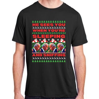 Sleepy Joe Biden Christmas He Sees You When You're Sleeping Adult ChromaSoft Performance T-Shirt