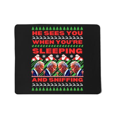 Sleepy Joe Biden Christmas He Sees You When You're Sleeping Mousepad