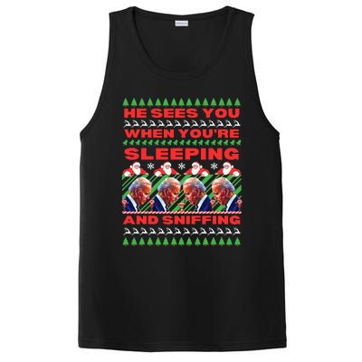 Sleepy Joe Biden Christmas He Sees You When You're Sleeping PosiCharge Competitor Tank