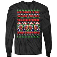 Sleepy Joe Biden Christmas He Sees You When You're Sleeping Tie-Dye Long Sleeve Shirt