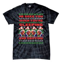 Sleepy Joe Biden Christmas He Sees You When You're Sleeping Tie-Dye T-Shirt