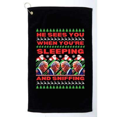 Sleepy Joe Biden Christmas He Sees You When You're Sleeping Platinum Collection Golf Towel