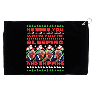 Sleepy Joe Biden Christmas He Sees You When You're Sleeping Grommeted Golf Towel