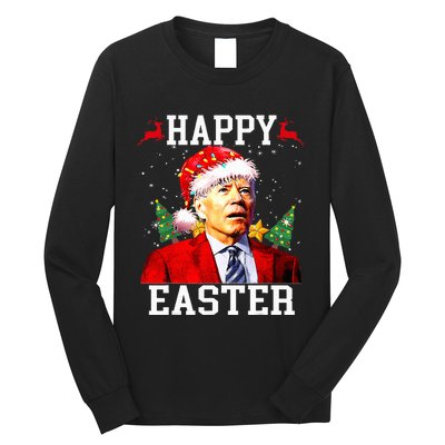 Santa Joe Biden Happy Easter Ugly Christmas  Long Sleeve Shirt