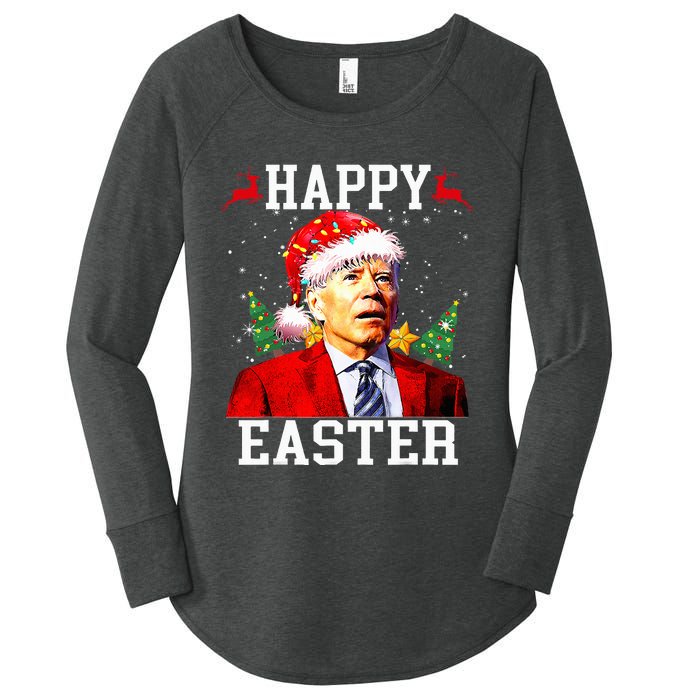 Santa Joe Biden Happy Easter Ugly Christmas  Women's Perfect Tri Tunic Long Sleeve Shirt