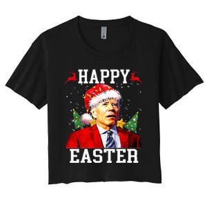 Santa Joe Biden Happy Easter Ugly Christmas  Women's Crop Top Tee